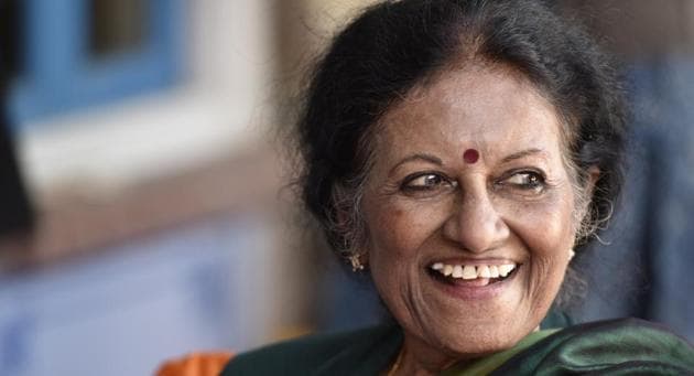 Vaasanthi, the author of Amma’s biography, Jayalalithaa: A Portrait , at the Jaipur Literature Festival 2017 in Jaipur on Thursday.(Saumya Khandelwal/HT Photo)