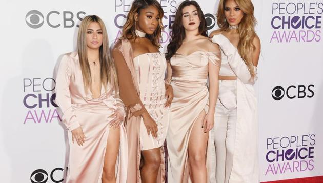 Singers Ally Brooke, Normani Kordei, Lauren Jauregui, and Dinah Jane of Fifth Harmony attend the People's Choice Awards 2017. (AFP)