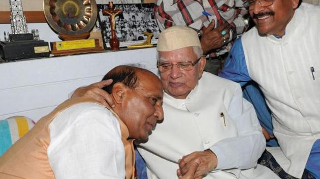 A file photo of then BJP president Rajnath Singh with former chief minister ND Tiwari in Lucknow. (HT Photo) A file photo of then BJP president Rajnath Singh with former chief minister ND Tiwari in Lucknow. (HT Photo)