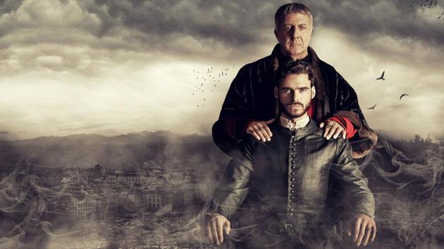 Richard Madden and Dustin Hoffman in Medici.