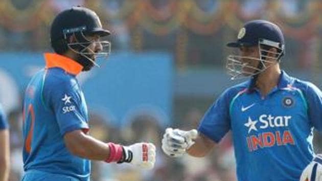 Yuvraj Singh and Mahendra Singh Dhoni shared a record 256-run stand for the fourth wicket as India defeated England in Cuttack to take an unbeatable 2-0 lead in the series.(BCCI)