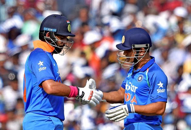 Mahendra Singh Dhoni and Yuvraj Singh scored centuries on Thursday to help India cricket team beat England cricket team by 15 runs and clinch the three-match ODI series 2-0.(PTI)