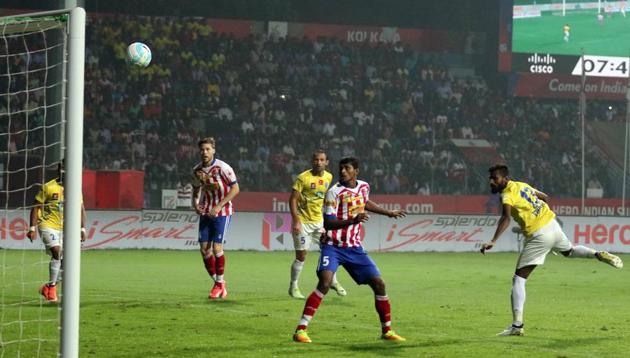 Mohammed Rafi of Kerala Blasters FC heads the ball into the Atletico de Kolkata goal in an Indian Super League match at Kolkata’s Rabindra Sarobar Stadium in November 2016. Arsenal’s manager Arsene Wenger believes that India would become the next footballing powerhouse to lure top European stars (ISL) Mohammed Rafi of Kerala Blasters FC heads the ball into the Atletico de Kolkata goal in an Indian Super League match at Kolkata’s Rabindra Sarobar Stadium in November 2016. Arsenal’s manager Arsene Wenger believes that India would become the next footballing powerhouse to lure top European stars (ISL)