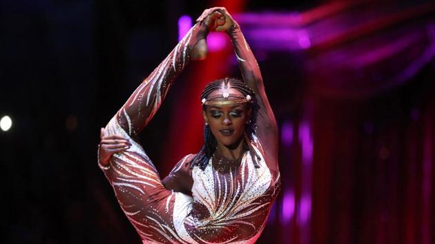 Contorsionist Rich Miteku performs during the opening of the 41st Monte-Carlo International Circus Festival in Monaco. (AFP)