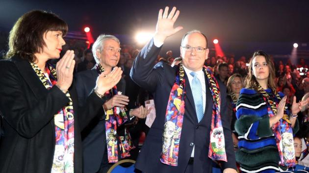 Prince Albert II of Monaco (C), his sister Princess Stephanie of Monaco (L) and her daughter Pauline Ducruet attend the opening of the 41st Monte-Carlo International Circus Festival. (AFP)