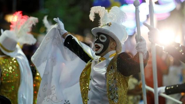 Members of an Uruguayan carnival group participate in the inaugural parade of the Uruguayan Carnival in Montevideo. (Andres Stapff / REUTERS) Members of an Uruguayan carnival group participate in the inaugural parade of the Uruguayan Carnival in Montevideo. (Andres Stapff / REUTERS)