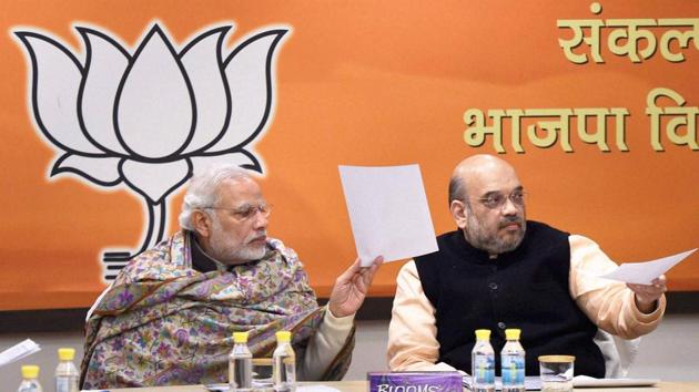 Prime Minister Narendra Modi and BJP President Amit Shah during the BJP Central Election Committee. (PTI Photo) Prime Minister Narendra Modi and BJP President Amit Shah during the BJP Central Election Committee. (PTI Photo)