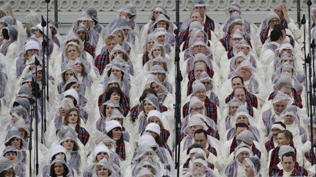 Members of the Mormon Tabernacle Choir wait for the swearing in of Donald Trump as the 45th president of the Untied States at the US Capitol in Washington on Friday. (AP) Members of the Mormon Tabernacle Choir wait for the swearing in of Donald Trump as the 45th president of the Untied States at the US Capitol in Washington on Friday. (AP)
