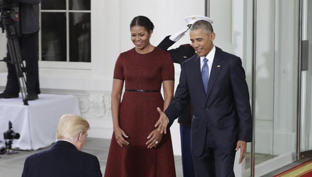 President Barack Obama and first lady Michelle Obama greet President-elect Donald Trump at the White House in Washington on Friday. (AP) President Barack Obama and first lady Michelle Obama greet President-elect Donald Trump at the White House in Washington on Friday. (AP)