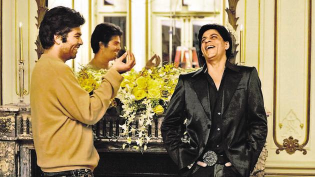 Karan Johar with actor Shah Rukh Khan on the sets of Kabhi Alvida Na Kehna.(Penguin)