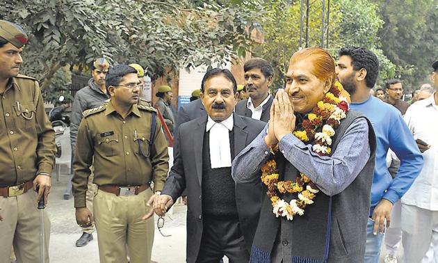 RLD nominee Madan Bhaiya had three criminal cases against him, but got bail. He filed his nomination paper on Saturday. (Sakib Ali/HT Photo) RLD nominee Madan Bhaiya had three criminal cases against him, but got bail. He filed his nomination paper on Saturday. (Sakib Ali/HT Photo)