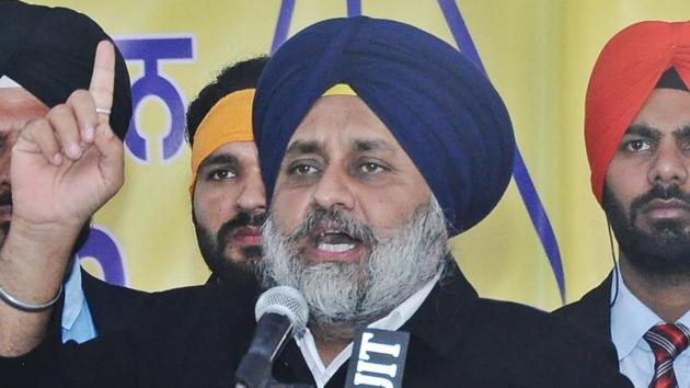 Punjab deputy CM Sukhbir Singh Badal addressing a gathering at village Chabhal in Tarn Tran, on Saturday. (HT Photo) Punjab deputy CM Sukhbir Singh Badal addressing a gathering at village Chabhal in Tarn Tran, on Saturday. (HT Photo)