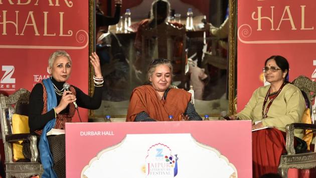 Vayu Naidu, Arshia Sattar and Volga during session Uttara Kanda: Searching Sita session at the Jaipur Literature Fest 2017 in Jaipur. (Saumya Khandelwal/HT Photo) Vayu Naidu, Arshia Sattar and Volga during session Uttara Kanda: Searching Sita session at the Jaipur Literature Fest 2017 in Jaipur. (Saumya Khandelwal/HT Photo)