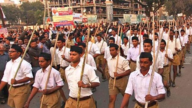 Congress alleged that the RSS amd its affiliated organisations have taken over charge for BJP candidates om Uttar Pradesh.(AP FIle Photo)