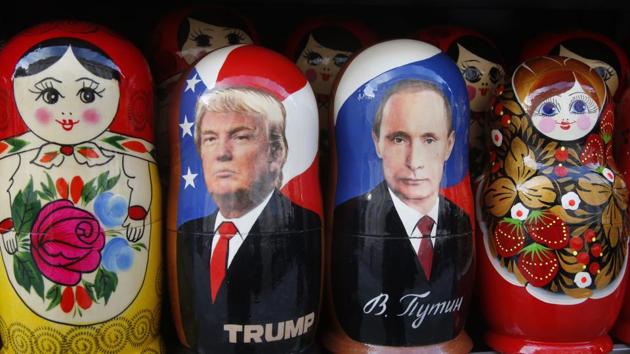 Traditional Russian wooden dolls called Matryoshka depicting Russian President Vladimir Putin and Donald Trump, hours before Donald Trump is to be sworn in as president of the United States, are displayed for sale at a street souvenir shop in St. Petersburg, Russia, Friday. (AP Photo) Traditional Russian wooden dolls called Matryoshka depicting Russian President Vladimir Putin and Donald Trump, hours before Donald Trump is to be sworn in as president of the United States, are displayed for sale at a street souvenir shop in St. Petersburg, Russia, Friday. (AP Photo)