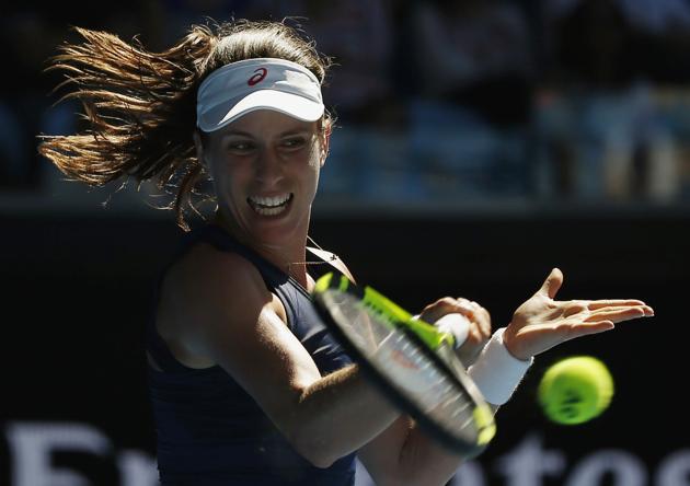 Ninth seed Johanna Konta eased past 17th seed Caroline Wozniacki 6-3, 6-1. (REUTERS)