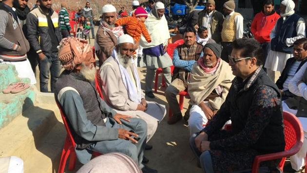 On the campaign trail in Rampur, BSP’s Kazim Ali Khan pays condolences at the home of a supporter. (HT Photo) On the campaign trail in Rampur, BSP’s Kazim Ali Khan pays condolences at the home of a supporter. (HT Photo)