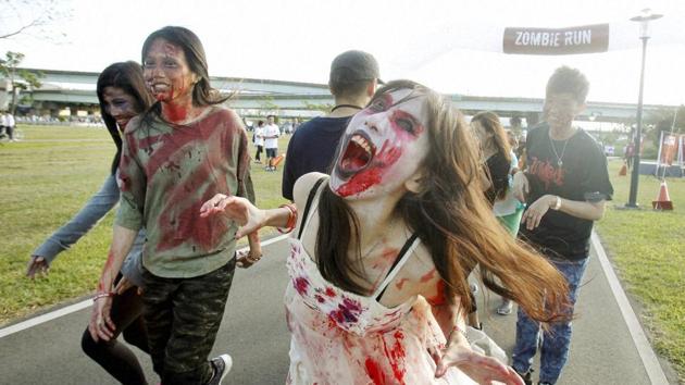According to a study, if a zombie can find one person daily with a 90% chance of infecting victims with the zombie infection, then by day 100, there would be just 273 human survivors remaining, outnumbered a million to one by zombies. (AP file photo) According to a study, if a zombie can find one person daily with a 90% chance of infecting victims with the zombie infection, then by day 100, there would be just 273 human survivors remaining, outnumbered a million to one by zombies. (AP file photo)