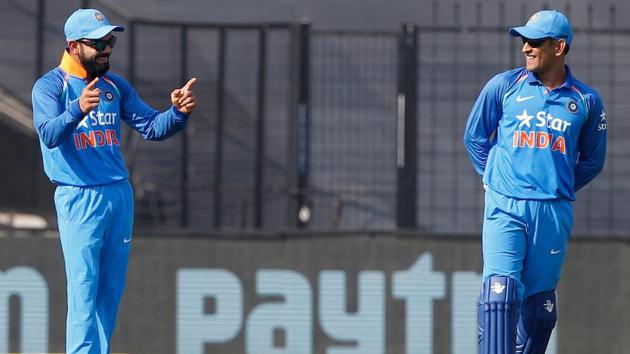 Virat Kohli and Mahendra Singh Dhoni during the third One Day International (ODI) in Kolkata. (bCCI) 