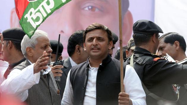 In this file photo, Uttar Pradesh chief minister Akhilesh Yadav flags off a bicycle rally in New Delhi.(AFP File Photo)