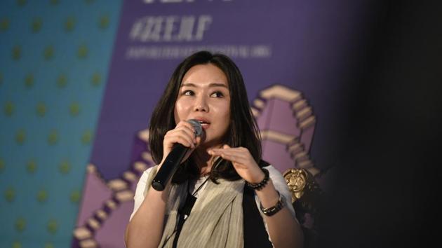 Hyeonseo Lee speaking during a session titled, Writing the self : The Art of Memoir at the festival. (Saumya Khandelwal/HT PHOTO)