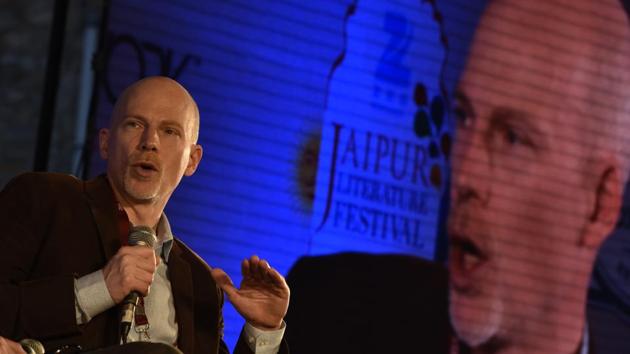 Robert F Worth during a session titled The Saudi Iranian confrontation in West Asia at the festival. (Saumya Khandelwal/HT PHOTO)