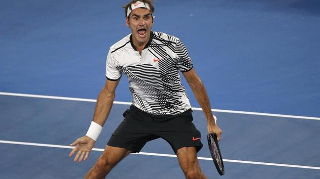Roger Federer hit 83 winners en route to beating fifth seed Kei Nishikori to win 6-7(4), 6-4, 6-1, 4-6, 6-3. (REUTERS)