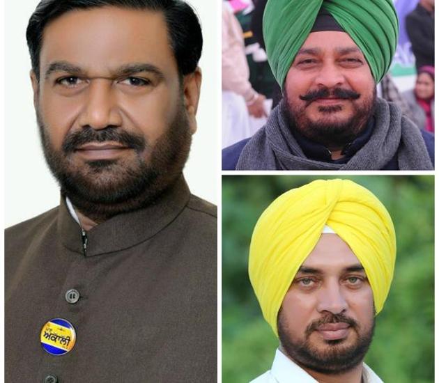 (Clockwise from left) SAD candidate Kabir Dass, Congress candidate Sadhu Singh Dharamsot and AAP candidate Gurdev Singh Mann . (HT Photo) (Clockwise from left) SAD candidate Kabir Dass, Congress candidate Sadhu Singh Dharamsot and AAP candidate Gurdev Singh Mann . (HT Photo)