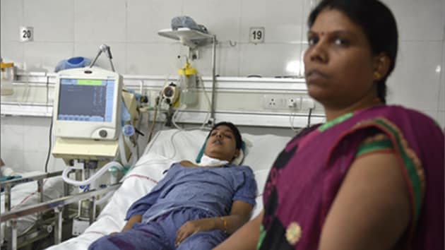 Rohit Kumar has been admitted to the AIIMS neurosurgery ward for over a year, in New Delhi.(Saumya Khandelwal/HT Photo)