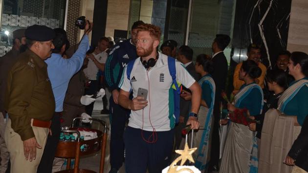 England’s Jonny Bairstow arrives in Kanpur. (Manoj Yadav / HT Photo)