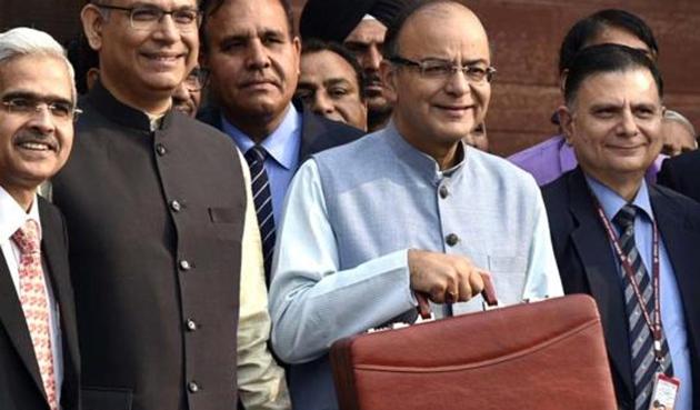 Arun Jaitley with the briefcase containing Budget 2016. (HT Archive) Arun Jaitley with the briefcase containing Budget 2016. (HT Archive)