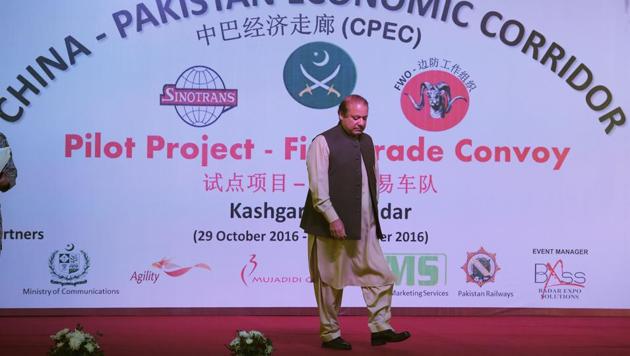 Pakistan's Prime Minister Nawaz Sharif leaves the stage after speaking at a ceremony in Gwadar port, some 700 kms west of Karachi on November 13, 2016. Pakistan's Prime Minister Nawaz Sharif on November 13 opened a trade route linking the southwestern post of Gwadar to the Chinese city of Kashgar as part of a joint multi-billion-dollar project to jumpstart economic growth. (AFP Photo) Pakistan's Prime Minister Nawaz Sharif leaves the stage after speaking at a ceremony in Gwadar port, some 700 kms west of Karachi on November 13, 2016. Pakistan's Prime Minister Nawaz Sharif on November 13 opened a trade route linking the southwestern post of Gwadar to the Chinese city of Kashgar as part of a joint multi-billion-dollar project to jumpstart economic growth. (AFP Photo)