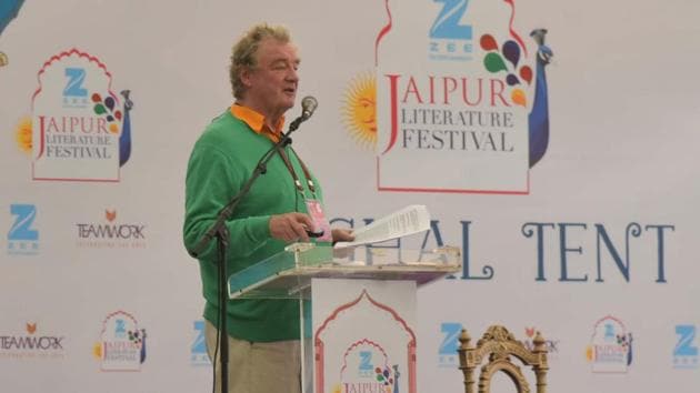 Christopher Sykes speaks during the session ' On Tour with the Rolling Stones’ at JLF 2017 (Prabhakar Sharma/HT Photo)