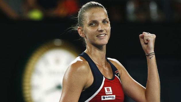 Czech Republic's Karolina Pliskova celebrates winning her Women's singles fourth round match against Australia's Daria Gavrilova. (REUTERS) Czech Republic's Karolina Pliskova celebrates winning her Women's singles fourth round match against Australia's Daria Gavrilova. (REUTERS)