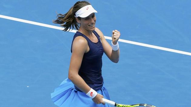 Johanna Konta celebrates winning her Women's singles fourth round match against Russia's Ekaterina Makarova. (REUTERS) Johanna Konta celebrates winning her Women's singles fourth round match against Russia's Ekaterina Makarova. (REUTERS)