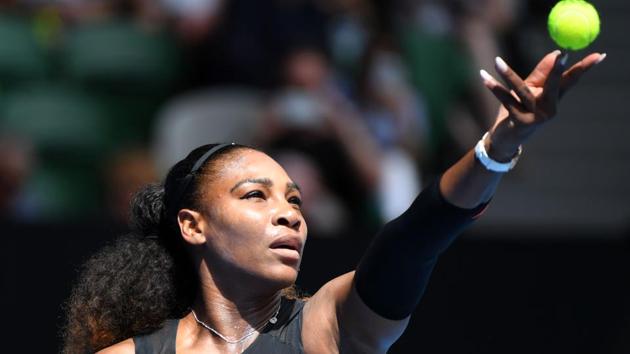 Serena Williams serves against Czech Republic's Barbora Strycova during their women's singles fourth round match. (AFP) Serena Williams serves against Czech Republic's Barbora Strycova during their women's singles fourth round match. (AFP)