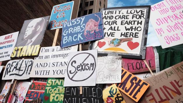 A wall featuring signs created by marchers is erected after the Women's March in Los Angeles, California. (Sarah Morris/AFP) A wall featuring signs created by marchers is erected after the Women's March in Los Angeles, California. (Sarah Morris/AFP)