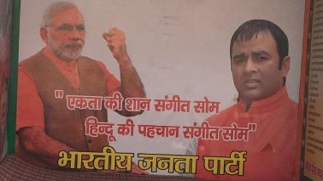Sangeet Som has been implicated in the Muzaffanagar riots of 2013. He was accused of stoking communal tensions in Dadri’s Bisada village after the killing of Mohammed Akhlaq. And last week, he was hauled up for distributing campaign CDs with provocative statements. (Prashant Jha/HT Photo) Sangeet Som has been implicated in the Muzaffanagar riots of 2013. He was accused of stoking communal tensions in Dadri’s Bisada village after the killing of Mohammed Akhlaq. And last week, he was hauled up for distributing campaign CDs with provocative statements. (Prashant Jha/HT Photo)