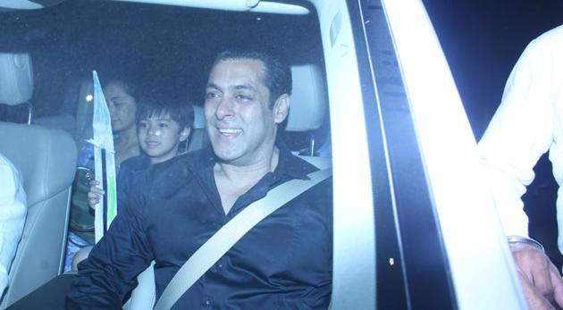 Salman Khan arrives for a party for Jackie Chan at JW Marriott, Juhu. (Pramod Thakur/HT Photo)