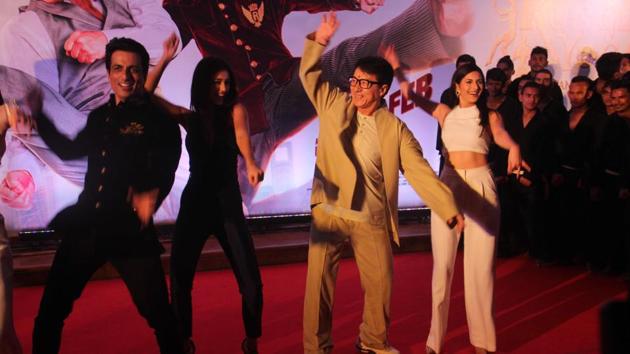 Hollywood Actor Jackie Chan welcomed at J W Marriott,Juhu in Mumbai airport on Monday. (Pramod Thakur/HT PHOTO)