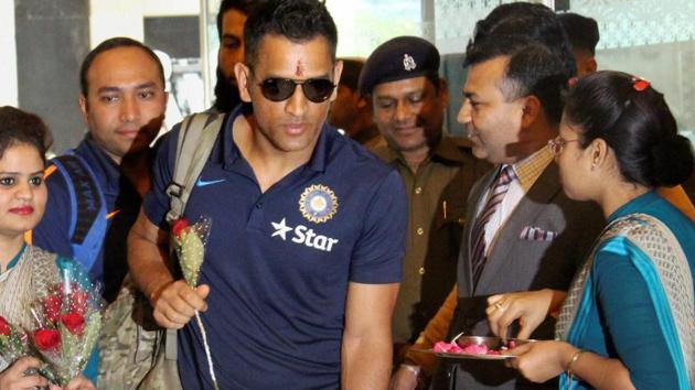 MS Dhoni is welcomed on his arrival in Kanpur, for the first T20I between India and England, on Monday. (PTI) MS Dhoni is welcomed on his arrival in Kanpur, for the first T20I between India and England, on Monday. (PTI)