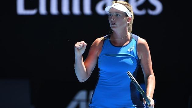 Coco Vandeweghe of the US celebrates her victory against Spain's Garbine Muguruza. (AFP)