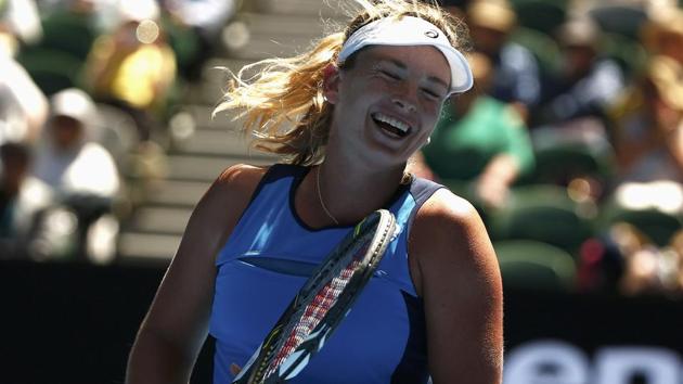 Coco Vandeweghe celebrates after beating Spain's Garbine Muguruza at the Australian Open on Tuesday. (REUTERS) Coco Vandeweghe celebrates after beating Spain's Garbine Muguruza at the Australian Open on Tuesday. (REUTERS)