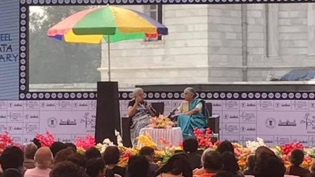 Novelist Anita Desai in conversation with scholar Supriya Chaudhuri at the Kolkata Literary Meet 2017. Novelist Anita Desai in conversation with scholar Supriya Chaudhuri at the Kolkata Literary Meet 2017.