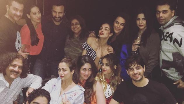 Karan Johar threw a party on Tuesday which was attended by star couple Kareena Kapoor Khan and Saif Ali Khan among others.(Instagram/AmrutaArora)