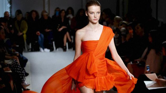 Paris : A model wears a creation for Giambattista Valli's Haute Couture Spring-Summer 2017 fashion collection presented in Paris on Monday. (AP) 