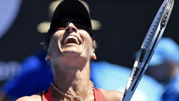 Croatia's Mirjana Lucic-Baroni celebrates after defeating Karolina Pliskova of the Czech Republic during their quarterfinal at the Australian Open on Wednesday. (AP) Croatia's Mirjana Lucic-Baroni celebrates after defeating Karolina Pliskova of the Czech Republic during their quarterfinal at the Australian Open on Wednesday. (AP)