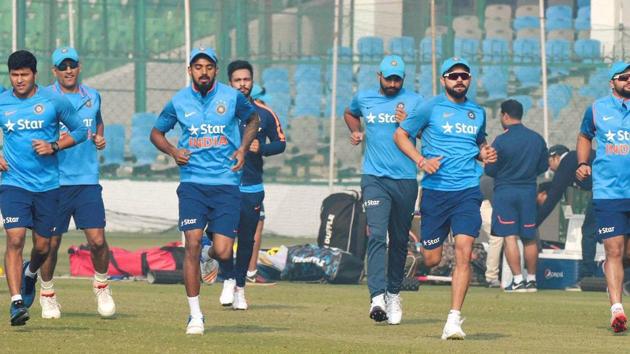 India’s cricketers, led by Virat Kohli, arrived in Kanpur for the first T20I which will be held on January 26 at Green Park. (PTI)