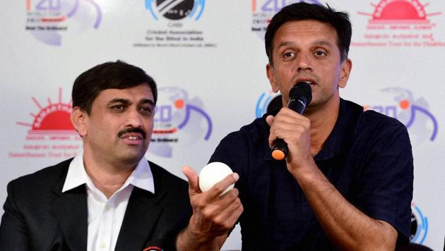 Rahul Dravid speaks during an event to announce him as a Brand Ambassador for the second T20 World Cup Cricket for the Blind 2017.(PTI)