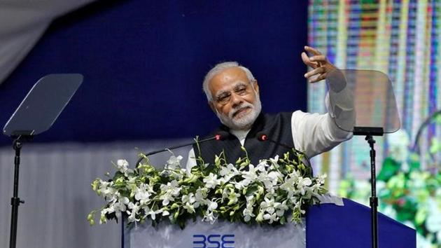 Prime Minister Narendra Modi delivers a speech after he inaugurated the India’s first international exchange - India INX in Gujarat International Finance Tec-City (GIFT) in Gandhinagar.(Reuters File Photo)